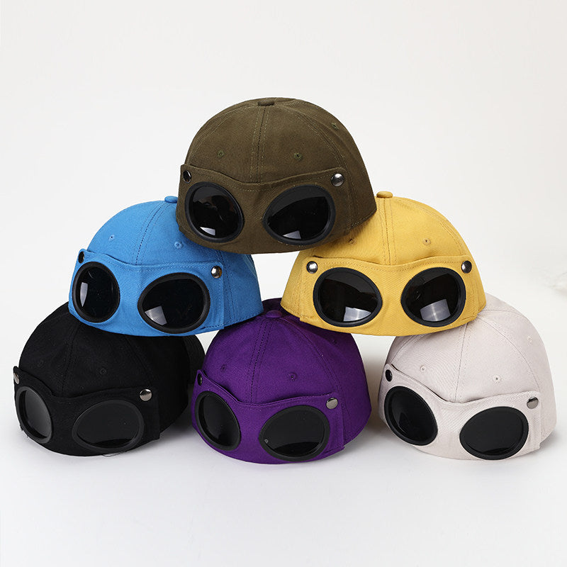 Sun Hat with Built-In Sunglasses