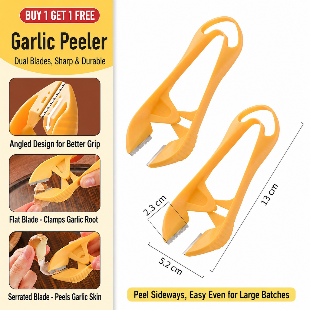 N005 Quick Garlic Peeler Tongs – Handheld Skin Peeler & Root Cutter for Faster Garlic Prep