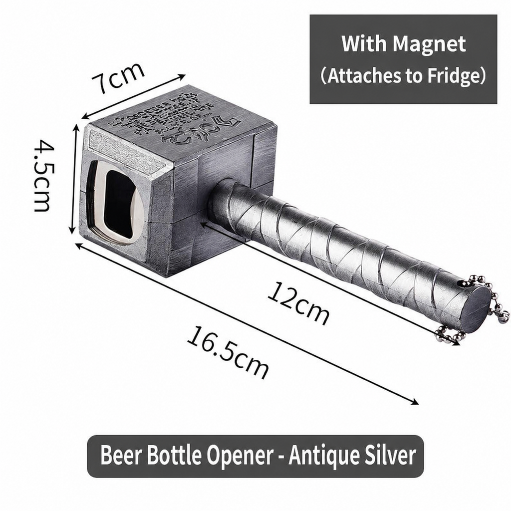N008 Thor Hammer Bottle Opener – Cool Magnetic Beer Opener for Home Bar & Parties