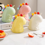 N007 Ceramic Unicorn Fruit Fork Set – Colorful Stainless Steel Forks for Fruit, Desserts & Table Decor