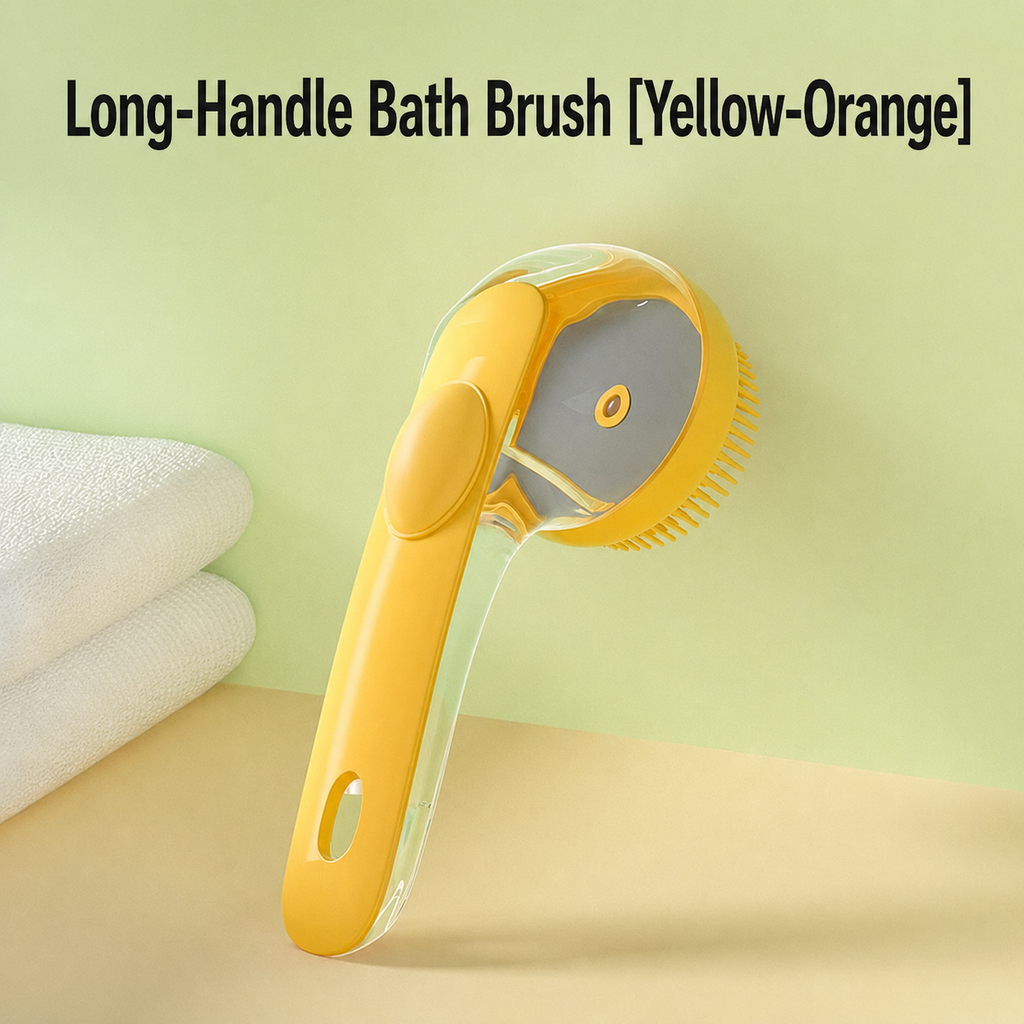 N013 Pet Bath Massage Brush – One-Press Shampoo Dispenser with Soft Silicone Bristles