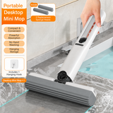 N021 Portable Mini Sponge Mop – Rotating Head, Double-Fold Wringing & Powerful Water Absorption