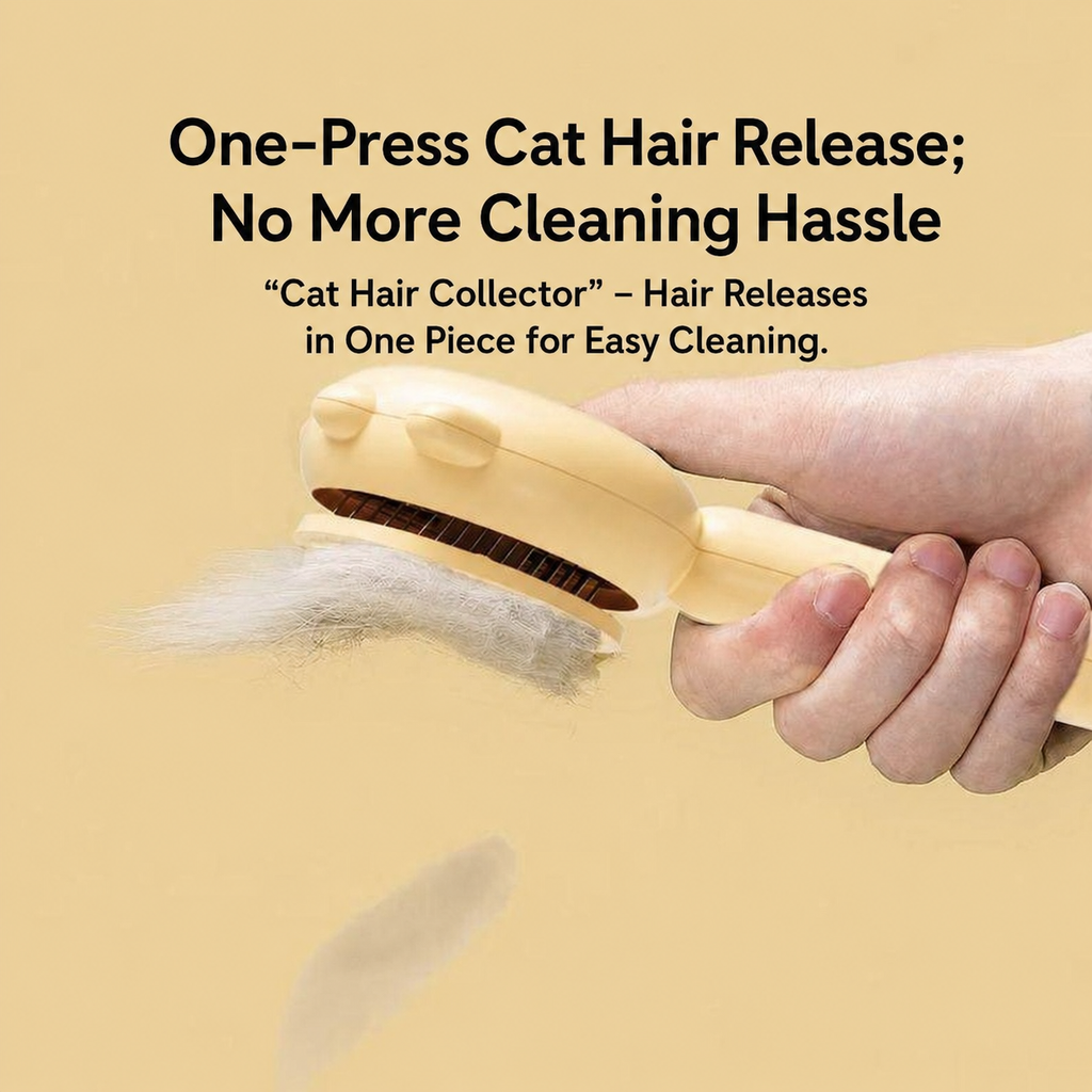 N014 Pet Pin Brush – One-Press Cat Hair Release Grooming Brush with Gentle Massage Pins