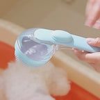 N013 Pet Bath Massage Brush – One-Press Shampoo Dispenser with Soft Silicone Bristles