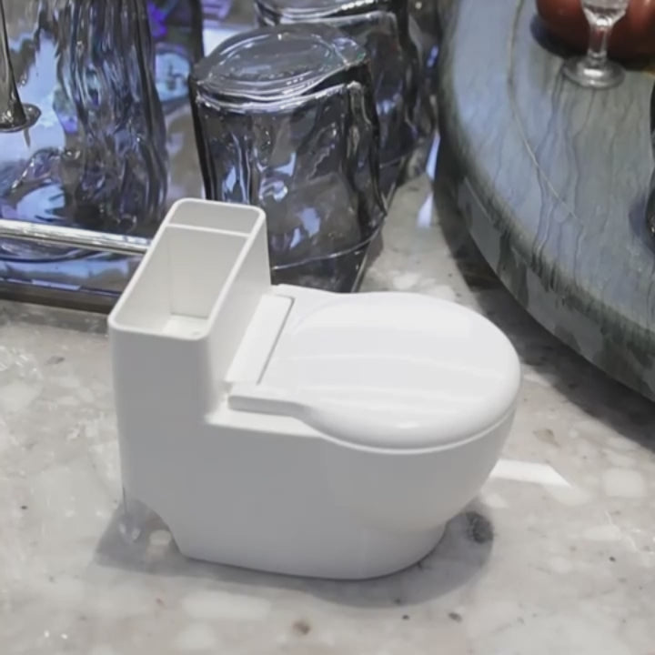 N020 Wall-Mounted Toilet-Style Ashtray – No-Drill Adhesive Installation with Removable Stainless Steel Liner